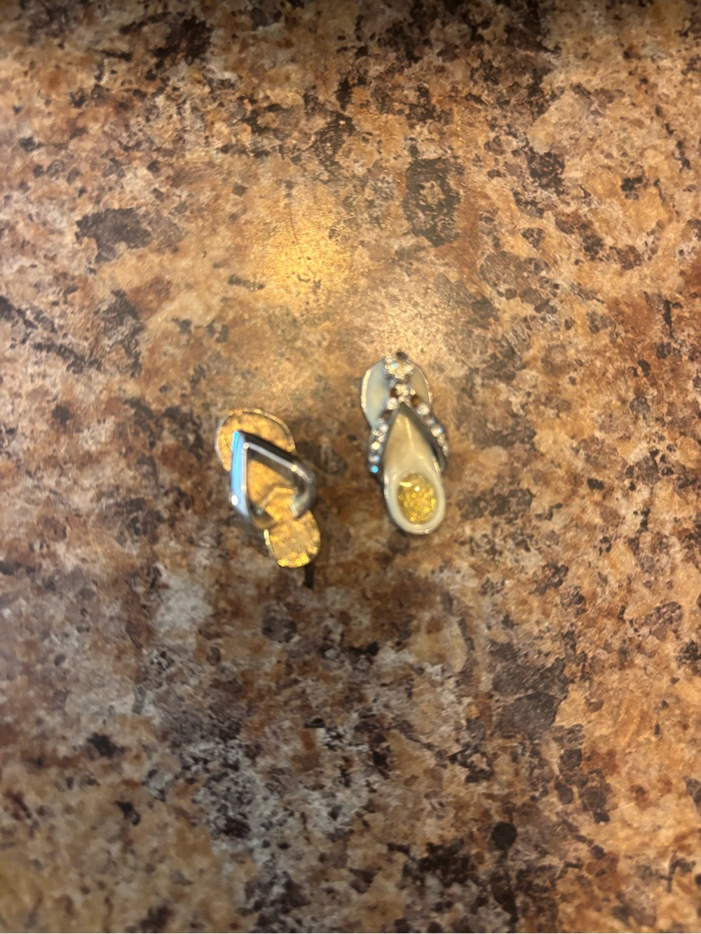 Silver and Gold Mini Flip-Flop Charm Earrings - Women Jewelry